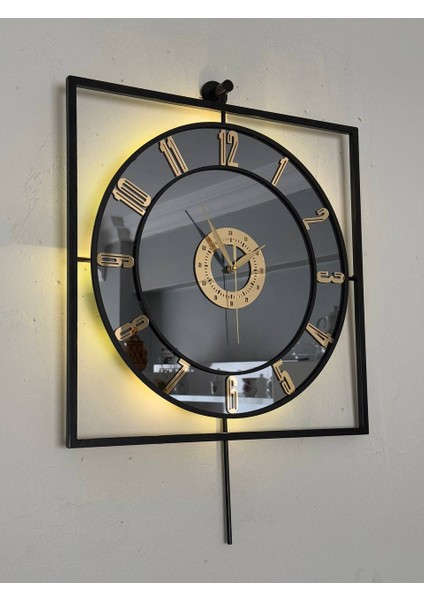 Işıklı Metal Duvar Saati - 46-60 Cm, Aynalı Tasarım