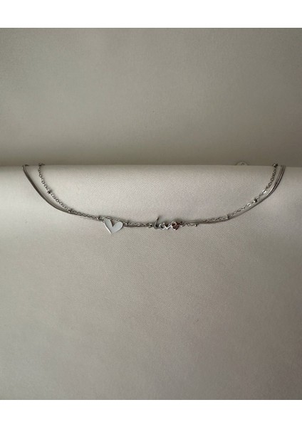 Silver Kalpli Love Çelik Halhal