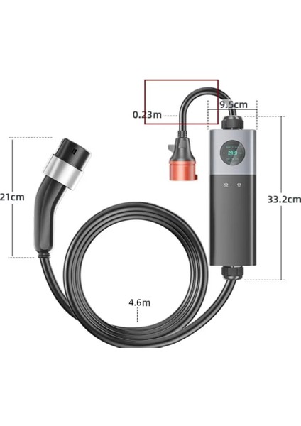 EvoMobil Elektrikli Araç Mobil Taşınabilir Şarj Istasyonu Mobil Uygulama, Ekran, Akım ve Zaman Ayarlı, 22-11-7-3 KW