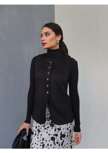 Siyah Süet Dublin Yelek