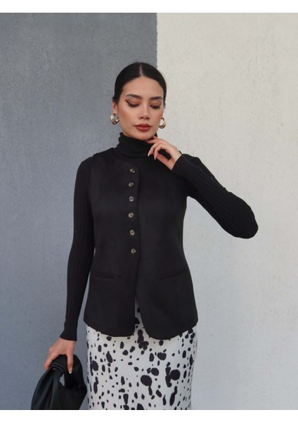 Siyah Süet Dublin Yelek modelleri