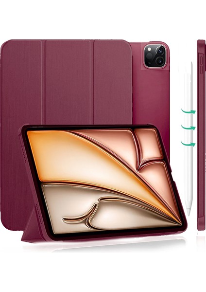 iPad Air 13" Inç 2024 M2 Çip Uyumlu Flip Smart Standlı Akıllı Kılıf