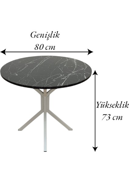 Evko Mobilya, Masa, Yuvarlak Masa, Ahşap Masa, Mutfak Yemek Masası, Balkon Masası, Metal Ayaklı Masa, 80 cm