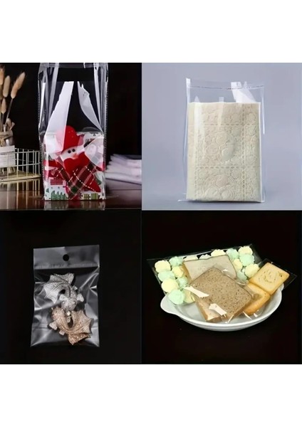 100 Adet 10X15 Kendinden Yapışkanlı Açılıp Kapanabilir Şeker Kurabiye Şeffaf Plastik Poşet Torba
