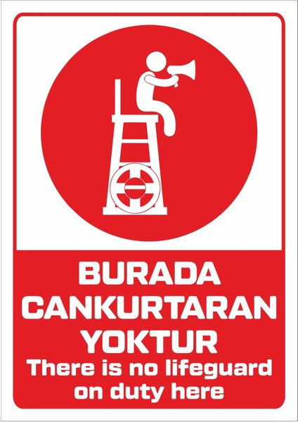"burada Cankurtaran Yoktur 25X35 cm Dekota Levha"
