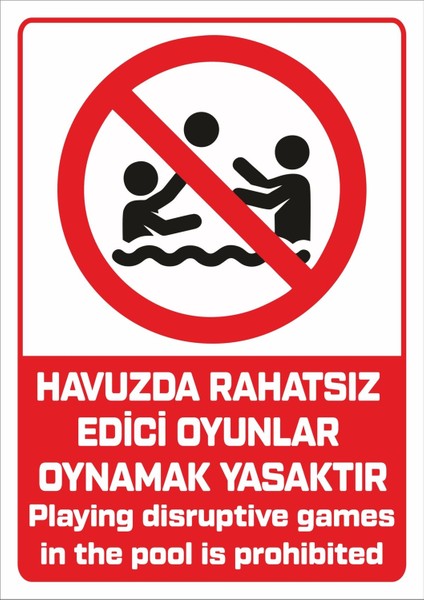 "playing Disruptive Games In The Pool Is Prohibited - 25X35 cm Dekota Levha"