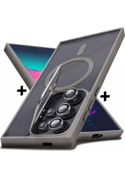 Samsung Galaxy S25 Kılıf Standlı Mat Magsafe Hassas Butonlu Metal Tuşlu Kamera Lens Hediyeli Kapak