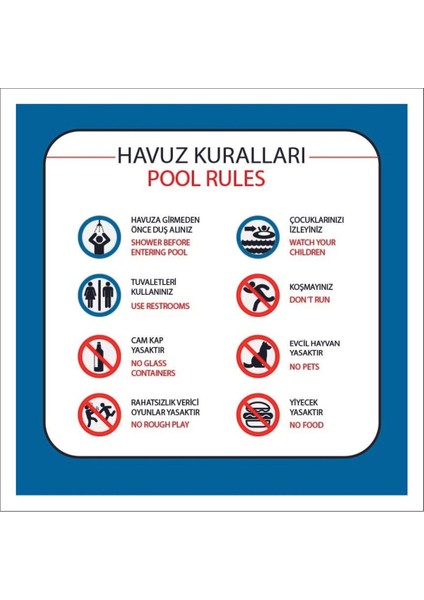 "havuz Kuralları 20X20 cm Şeklinde Sticker Etiket
