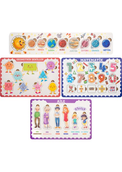 Montessori Frame 1 Ahşap Bultak Puzzle Seti / Eğitici ve Zeka Geliştirici Oyuncak