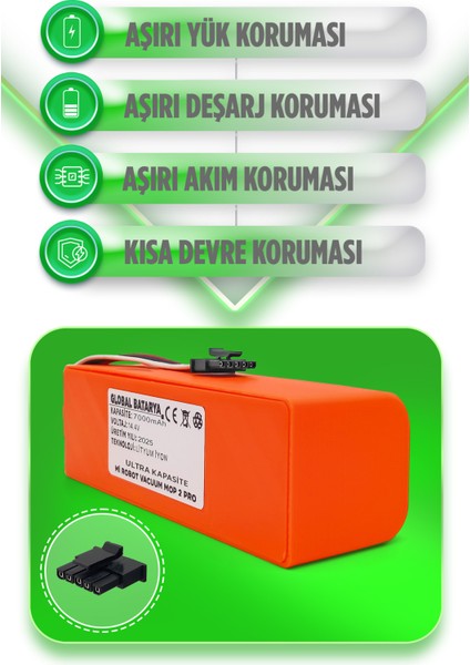 Xiaomi Mi Robot Vacuum Mop 2 Pro Uyumlu Robot Süpürge Bataryası 14.4V 7000MAH Li-Ion Pil (Ultra Kapasite) fiyatları