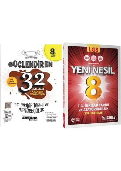 8. Sınıf Güçlendiren 32 Haftalık T.C. İnkılap Tarihi ve Atatürkçülük Kazanım Deneme - Soru Bankası