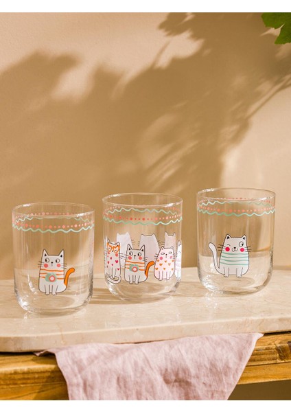 Lcw Home Kedi Baskılı Cam Bardak Seti 3'lü 350 ml fiyatları