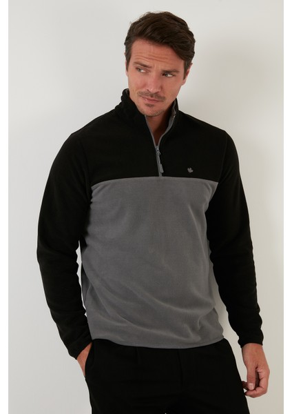 Regular Fit Fermuarlı Dik Yaka Kışlık Şardonlu Polar Erkek Polar 5906016