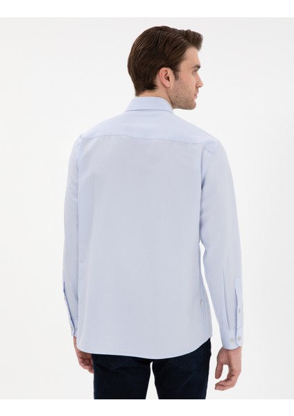 Erkek Açık Mavi Slim Fit Oxford Gömlek Uzunkol 50304764-VR003