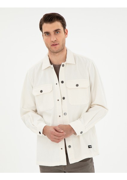 Erkek Ekru Oversize Uzun Kollu Gömlek 50293183-VR019 modelleri