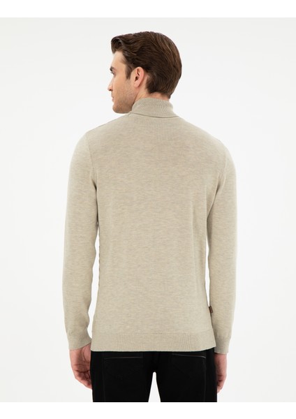 Erkek Kum Melanj Slim Fit Balıkçı Yaka Triko Kazak 50300500-VR123 indirimleri