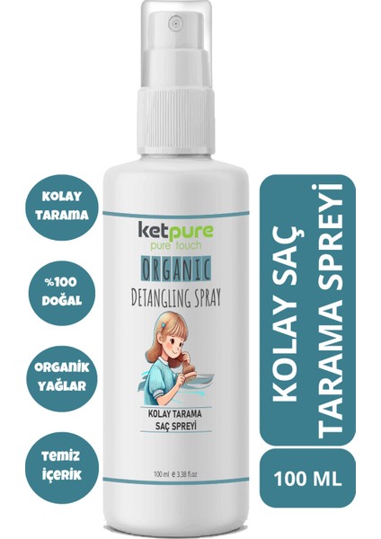 Doğal ve Organik Kolay Saç Tarama Spreyi – Çocuklar ve Yetişkinler Için Lavanta ve Hindistan Cevizi Yağlı Saç Açıcı Sprey 100 ml