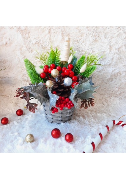 Kokinalı Yılbaşı Noel Ahşap Saksı Içerisinde Arajman fiyatları
