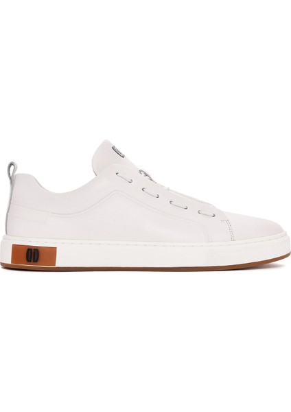 Erkek Beyaz Bağcıklı Deri Sneaker 25SFD691218