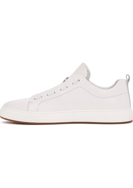 Erkek Beyaz Bağcıklı Deri Sneaker 25SFD691218