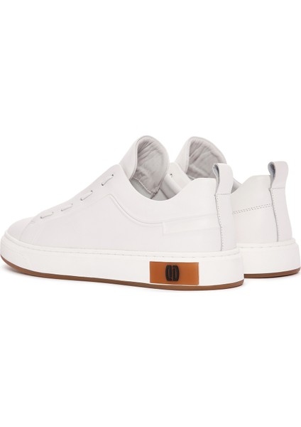 Erkek Beyaz Bağcıklı Deri Sneaker 25SFD691218