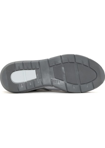 Kadın Beyaz Bağcıklı Yandan Fermuarlı Deri Sneaker 25SFD370514