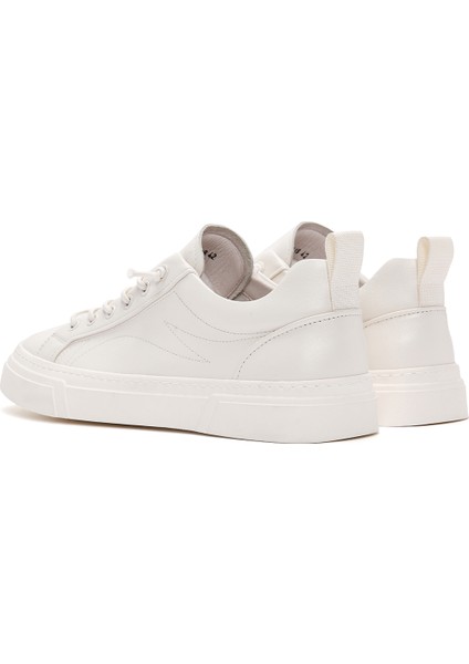 Erkek Beyaz Bağcıklı Deri Sneaker 25SFD690918