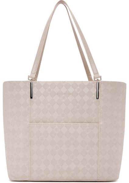 Kadın Krem Baskılı Omuz Çantası 25SBD201326