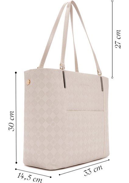 Kadın Krem Baskılı Omuz Çantası 25SBD201326 fiyatları