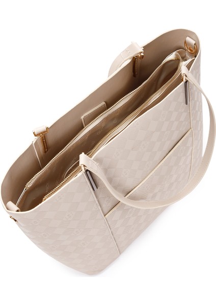 Kadın Krem Baskılı Omuz Çantası 25SBD201326 indirimleri