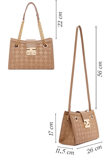 Kadın Kahverengi Uzun Askılı Baskılı Omuz Çantası 25SBD200626 fiyatları