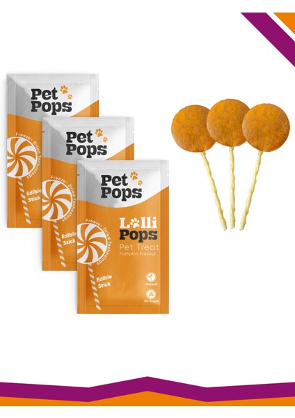 Lollipops Tavuk Ciğeri Bal Kabağı Dondurularak Kurutulmuş Kedi Köpek Ödülü Lolipop 3'Lü Lolipopu