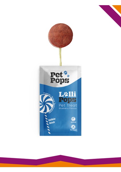 Lollipops Tavuk Ciğeri Yaban Mersini Dondurularak Kurutulmuş Kedi Köpek Ödülü Lolipop 3'Lü Lolipopu
