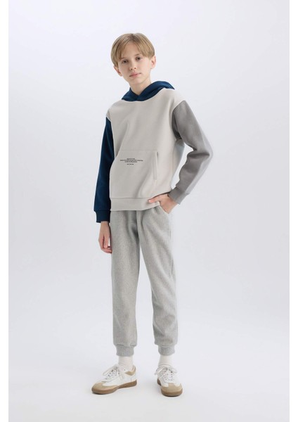 Erkek Çocuk Kapüşonlu Cep Baskılı Sweatshirt B4426A8NS
