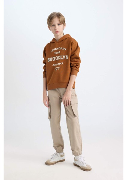 Erkek Çocuk Kapüşonlu Baskılı Sweatshirt D4343A8NS