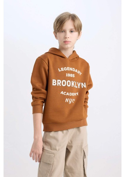Erkek Çocuk Kapüşonlu Baskılı Sweatshirt D4343A8NS
