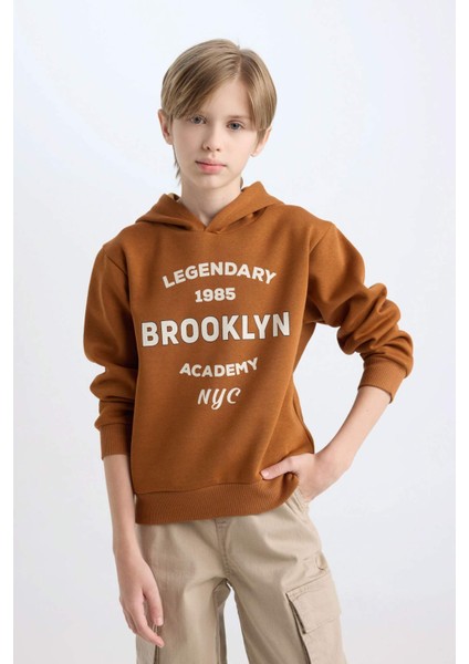 Erkek Çocuk Kapüşonlu Baskılı Sweatshirt D4343A8NS