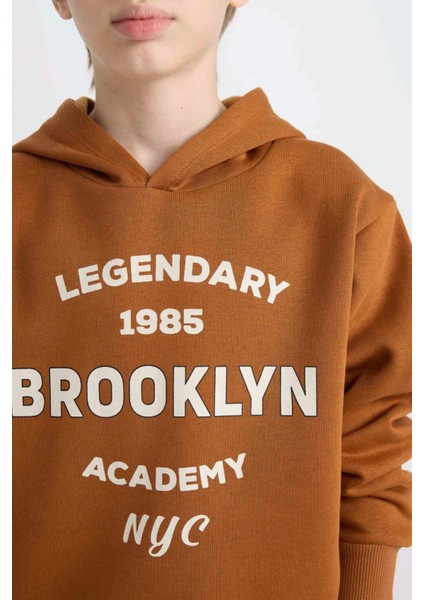 Erkek Çocuk Kapüşonlu Baskılı Sweatshirt D4343A8NS