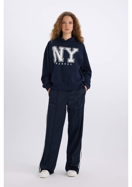 Loose Fit Kapüşonlu Baskılı Kalın Kumaş Sweatshirt E3332AXNS