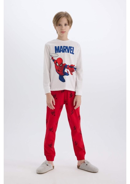 Erkek Çocuk Pijama Takımı Marvel Spiderman Bisiklet Yaka Uzun Kollu Üst Uzun Alt Y4861A624WN