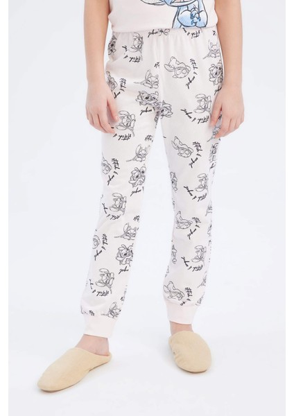 Kız Çocuk Disney Lilo & Stitch Pijama Takımı Bisiklet Yaka Kısa Kollu Üst Uzun Alt E2224A825SM
