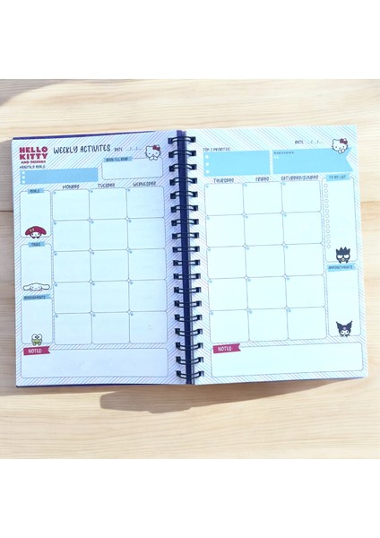 Kuromi'nin Sihirli Dünyası Planner Defteri - Pembe ve Eğlenceli Günlük Planlama Defteri ve 5 Sayfa Sticker Seti