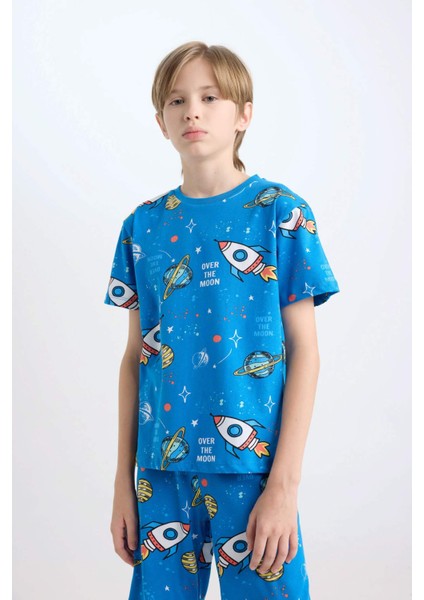 Erkek Çocuk Pijama Takımı Desenli Kısa Kollu Üst Şort D8782A8NS