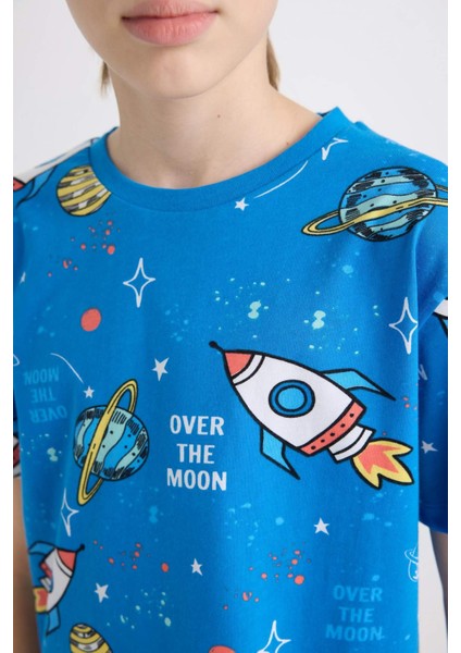 Erkek Çocuk Pijama Takımı Desenli Kısa Kollu Üst Şort D8782A8NS