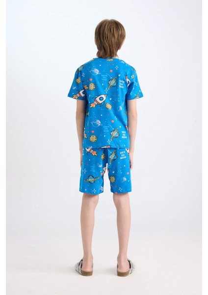 Erkek Çocuk Pijama Takımı Desenli Kısa Kollu Üst Şort D8782A8NS