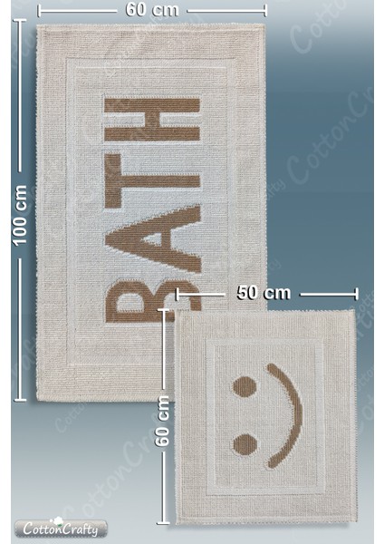 Pamuk Dokuma Banyo Paspas Seti, Banyo Halısı Bath 2 Li Set 60 x 100 - 60 x 50 modelleri