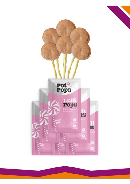 Lollipops Tavuk Ciğeri Kefir Dondurularak Kurutulmuş Kedi Köpek Ödülü Lolipop 6'Lı Lolipopu