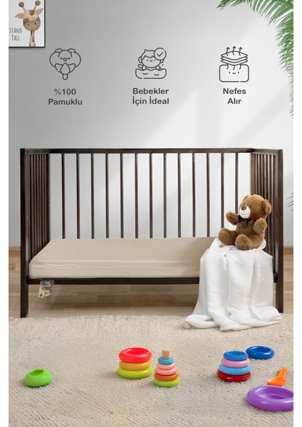 Organik Pamuk Penye Beyaz ve Natur Lastikli Bebek Çocuk Çarşafı fiyatları