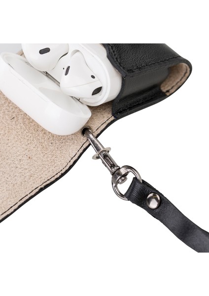 Mai Snap Airpods 1. ve 2. Nesil Kancalı Deri Kılıf