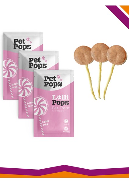 Lollipops Tavuk Ciğeri Kefir Dondurularak Kurutulmuş Kedi Köpek Ödülü Lolipop 3'Lü Lolipopu